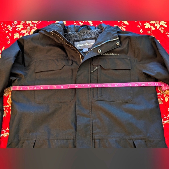 Eddie Bauer Weatheredge Men's Black Hooded Raincoat Hip-Length - Picture 9 of 12